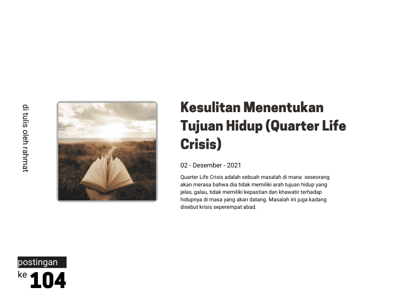Cover for Kesulitan Menentukan Tujuan Hidup (Quarter Life Crisis)